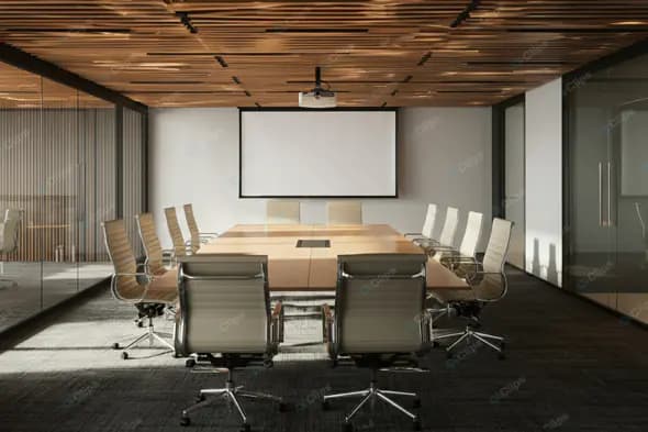 Modern Boardroom with Wooden Ceiling