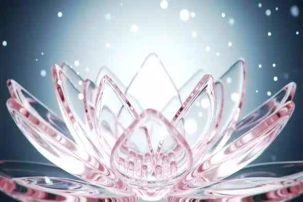 Crystalline Lotus Flower with Pink Accents in Ethereal Light