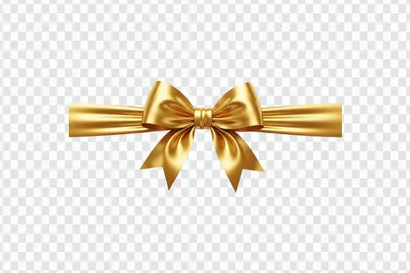 Luxurious Golden Satin Gift Ribbon Bow Clipart PNG
