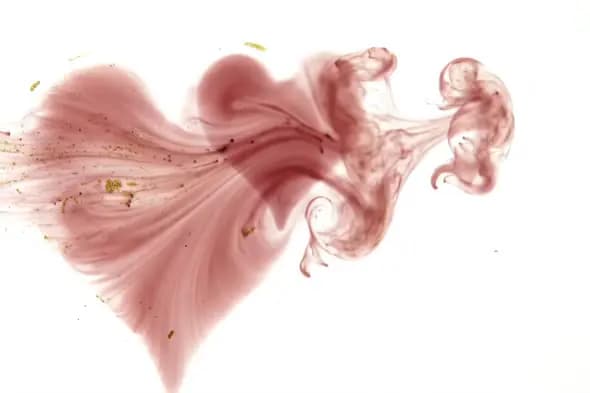 Romantic Pink Ink Heart Shape Swirl in Water on White Background