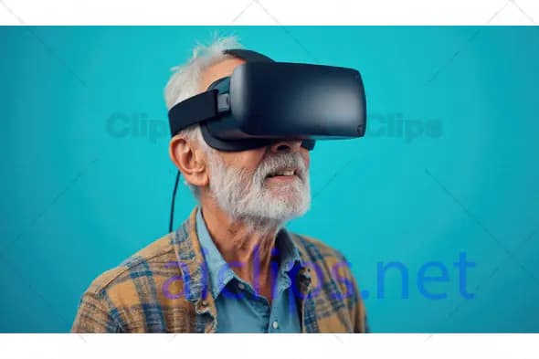 Senior Man Using VR Headset