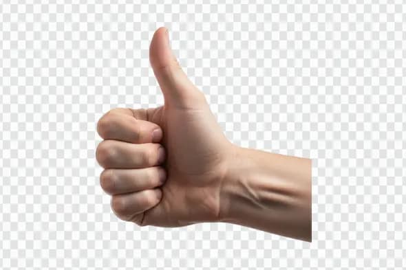 Photorealistic Male Hand Thumbs Up Gesture PNG Clipart