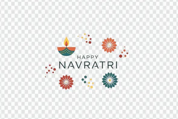 Festive Happy Navratri Greeting Card Design PNG