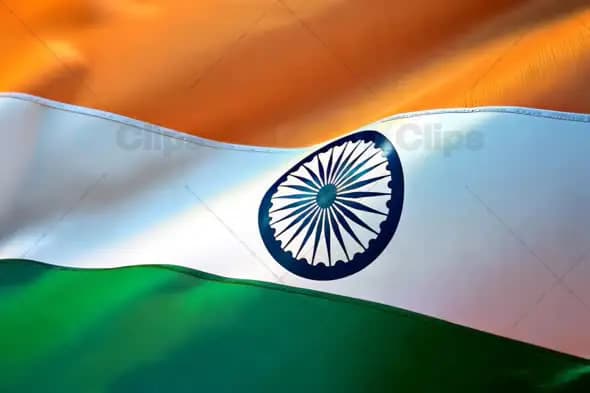 Waving Indian Flag with Sunlit Texture and Detail