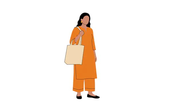 Orange Kurta Shopper Vector