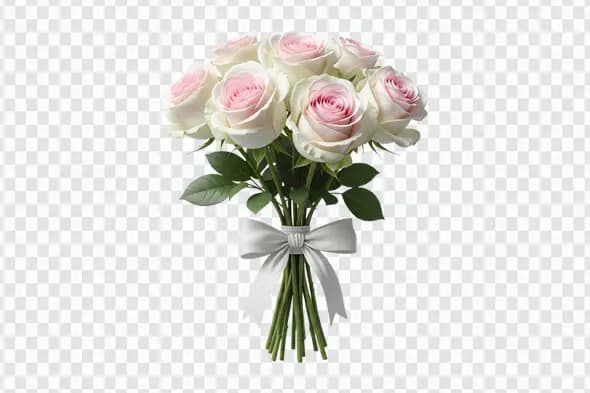 Photorealistic Pink and White Rose Bouquet Clipart PNG