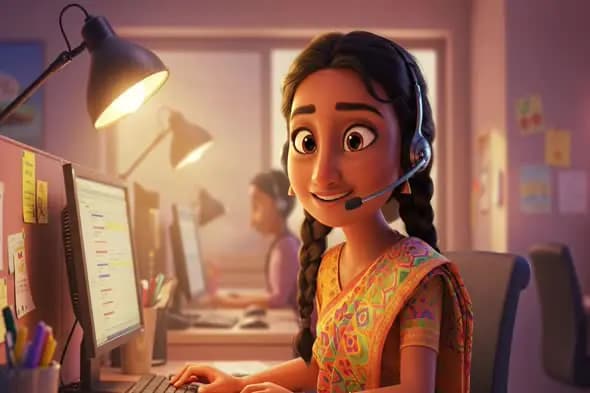 Animated South Asian Call Center Agent