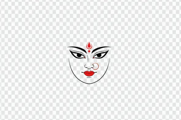 Stylized Goddess Face with Red Bindi PNG