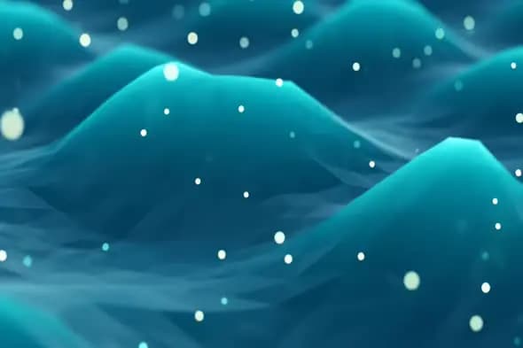 Dynamic Blue Ocean Waves with Floating Particles in Motion