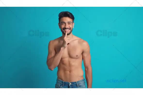 Shirtless Man Smiling in Casual Jeans