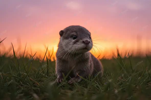 Curious Otter at Twilight