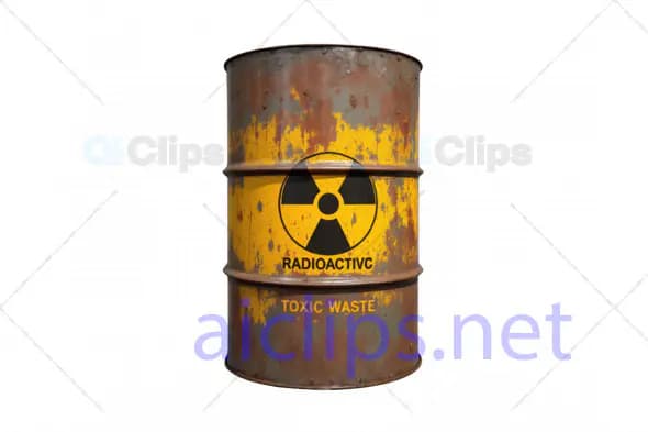 3D Rusty Yellow Radioactive Waste Barrel