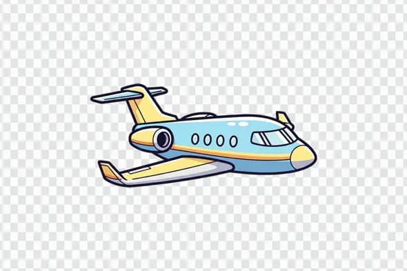 Light Blue and Yellow Cartoon Private Jet PNG Clipart