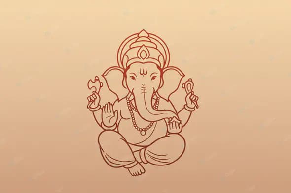 Rustic Ganesha Line Illustration