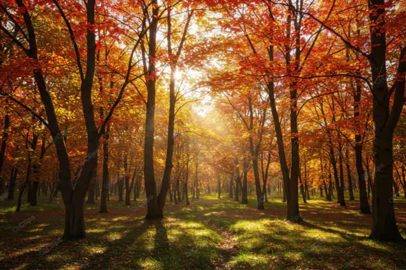 Autumn Sunburst Forest