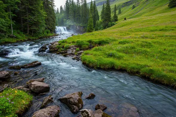 Verdant Valley Waterfall Stream