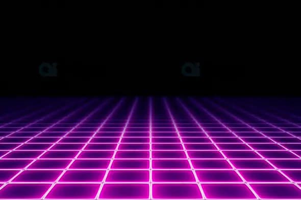 Retro Futuristic Neon Grid in Pink on Dark Background