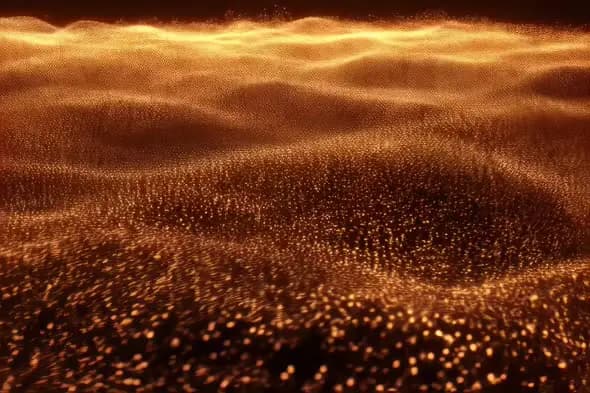 Golden Particle Waves Shimmering Desert Dunes Background