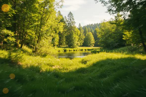 Sunlit Forest River Bend