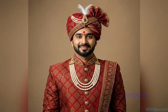 Traditional Indian Groom Portrait for Weddings
