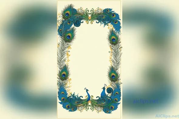 Elegant Peacock-Themed Border for Invitations & Art