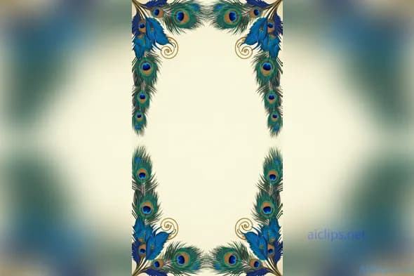 Elegant Peacock Feather Border Design for Branding