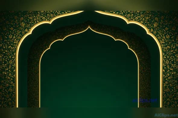 Elegant Green and Gold Architectural Background Design