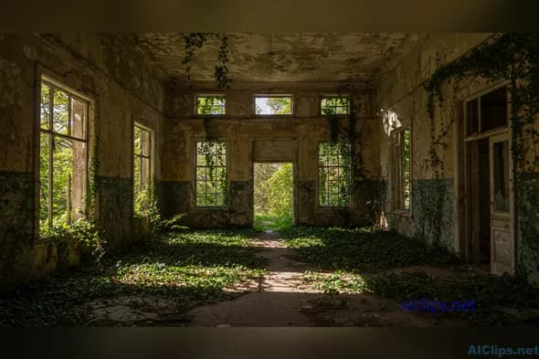 Abandoned Room with Nature's Touch: Aesthetic Photography