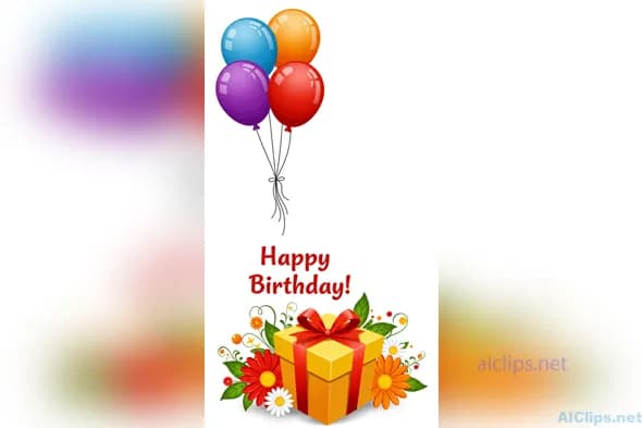 Vibrant Birthday Celebration with Colorful Balloons and Gift