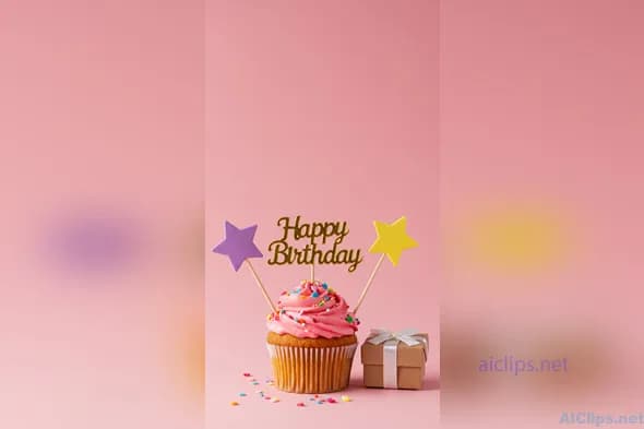 Vibrant Birthday Celebration Cupcake with Gifts