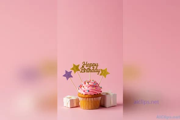 Festive Birthday Cupcake with Gifts - Perfect for Celebrations