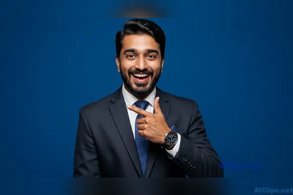 Confident Business Professional on Blue Background