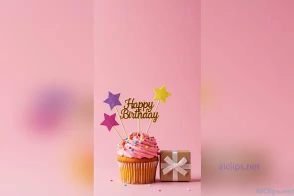 Delightful Birthday Cupcake with Colorful Decor