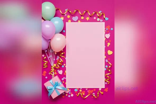 Festive Background with Balloons and Gift Box