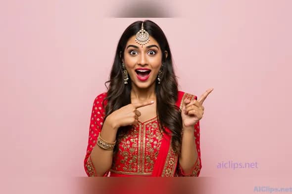 Elegant Indian Woman Celebrating in Traditional Attire