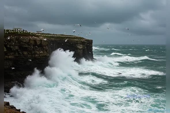 Dynamic Ocean Waves and Cliffside Landscape Photography
