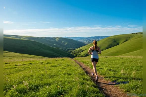 Scenic Running Trail in Lush Green Hills