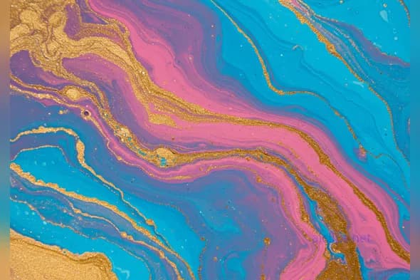 Minimal  clean Abstract Art with Gold Accents