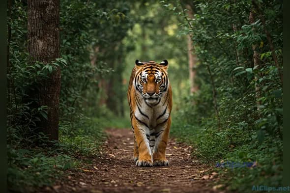 Majestic Tiger in Lush Forest Setting