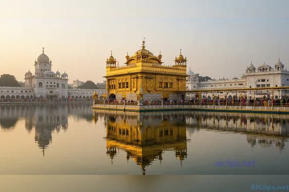 Golden Temple Reflection at Sunrise - Stunning Visuals