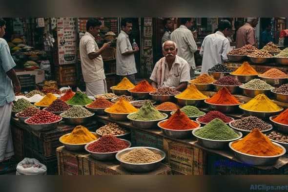 Indian Spice Market Scene for Culinary Projects