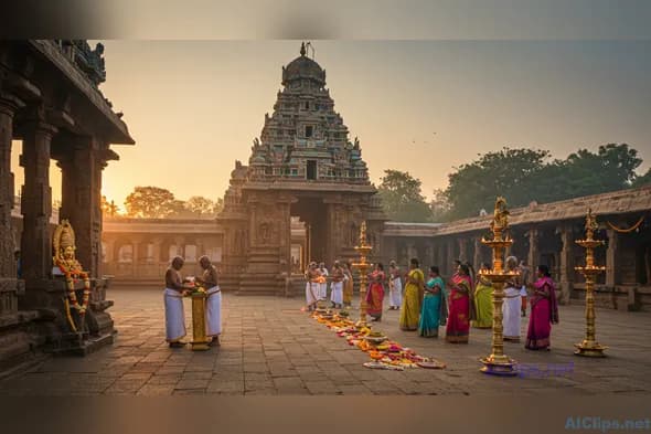Serene Temple Ceremony at Sunrise: Cultural Celebration