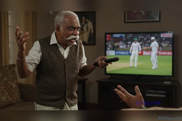 Emotional Sports Fanatic Engaged in Cricket Match