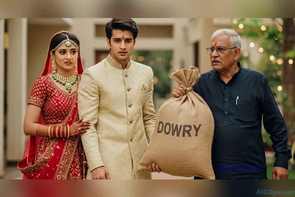 Traditional Indian Wedding Scene with Dowry Concept