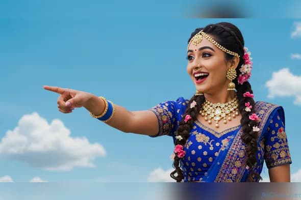 Vibrant Traditional Indian Woman Celebrating Joy