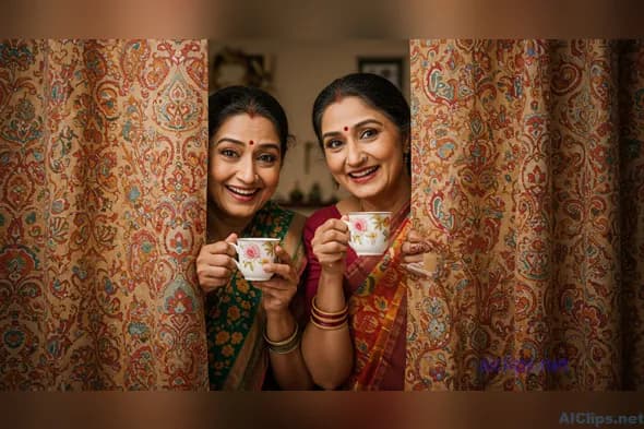 Joyful Moments: Indian Women Enjoying Tea Together