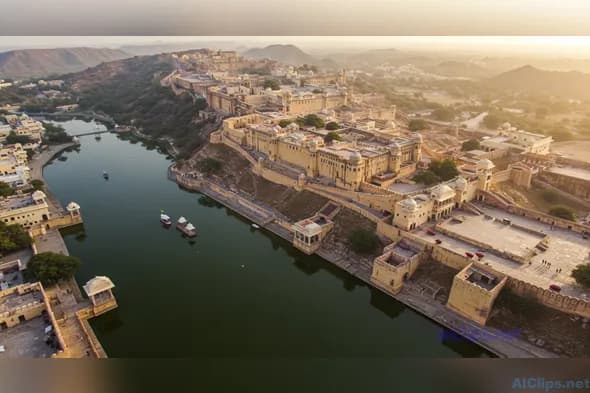 Aerial View of Majestic Fort in Rajasthan, India