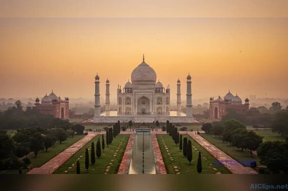 Stunning Sunset View of the Taj Mahal