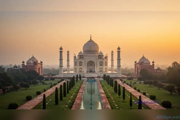 Stunning Aerial View of the Taj Mahal at Sunset