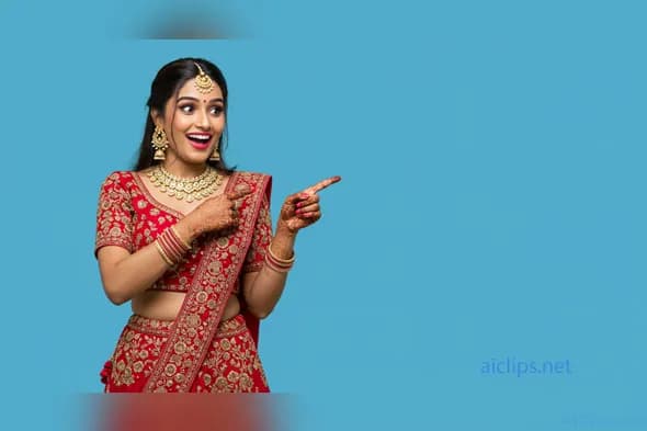 Vibrant Indian Woman in Traditional Attire Celebrating